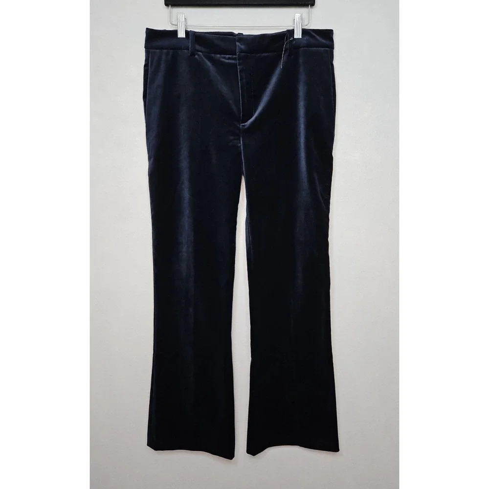 Zara Womens Black Velour High Rise Straight Leg Pants Size Large NWOT